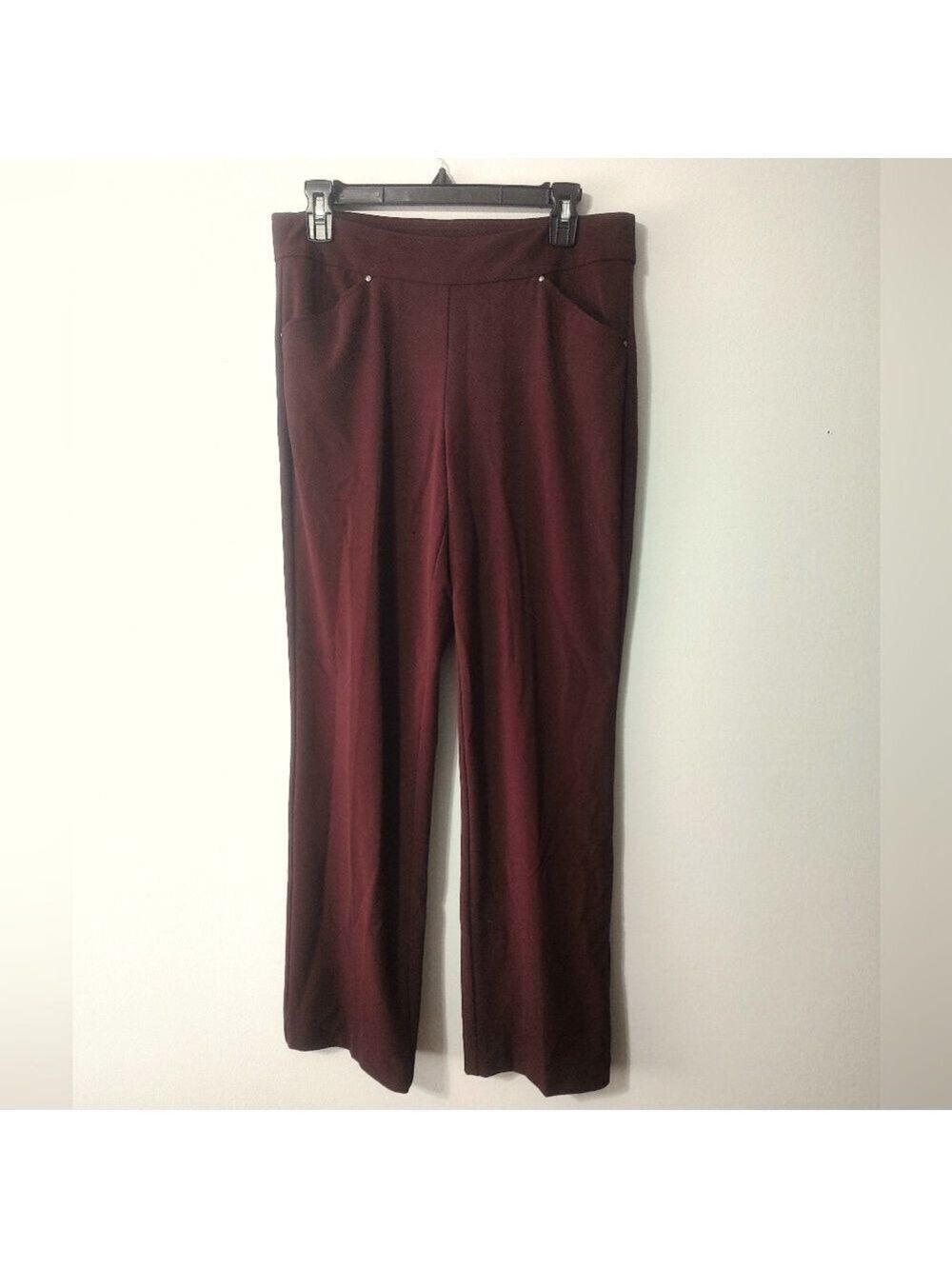 Roz & Ali Burgundy Straight Leg Women's Pants
